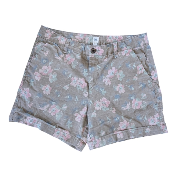 GAP Pants - Gap Khaki Brown Floral Chino Shorts Size 8